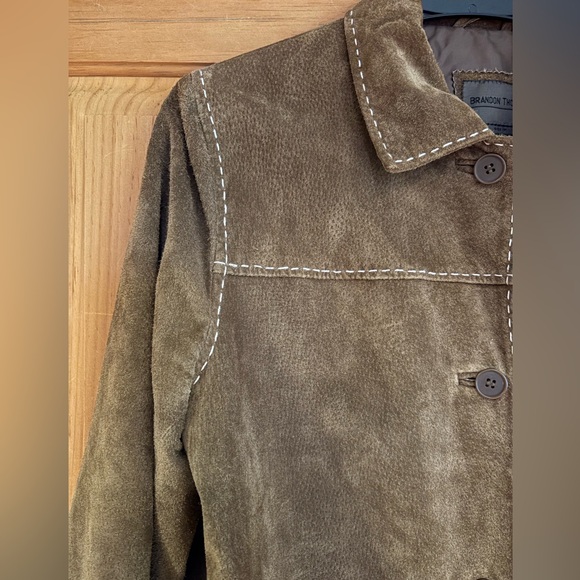 Brandon Thomas Brown Suede Women's Jacket Top Stitched Patch Pockets Size Med - Picture 4 of 16